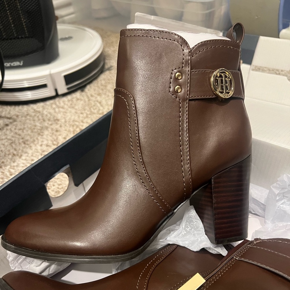 Brand new! Still in box-  never worn Tommy Hilfiger brown booties!